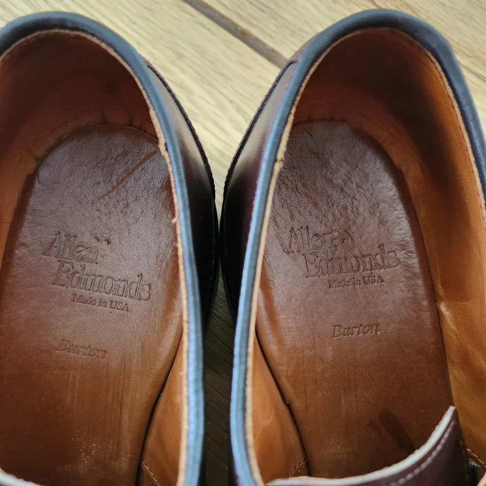 Allen Edmonds Burton Oxfords Mens Dress Shoes Size 8.5 Brown Leather Lace Up‎